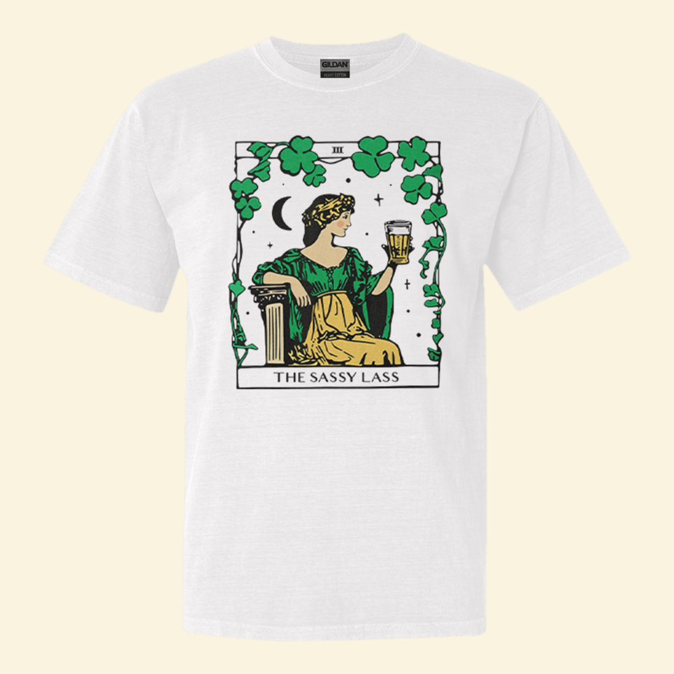 Patrick's Day The Sassy Lass Tarot Card T-Shirt Funny St Patrick's Day Shirt Christmas Presents