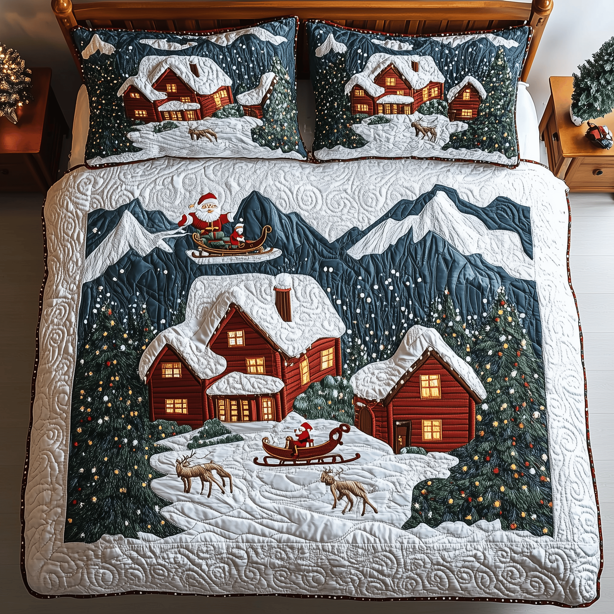 Peaceful Christmas Season Quilted Bedding Set Christmas Gifts For Brother And Sister In Law