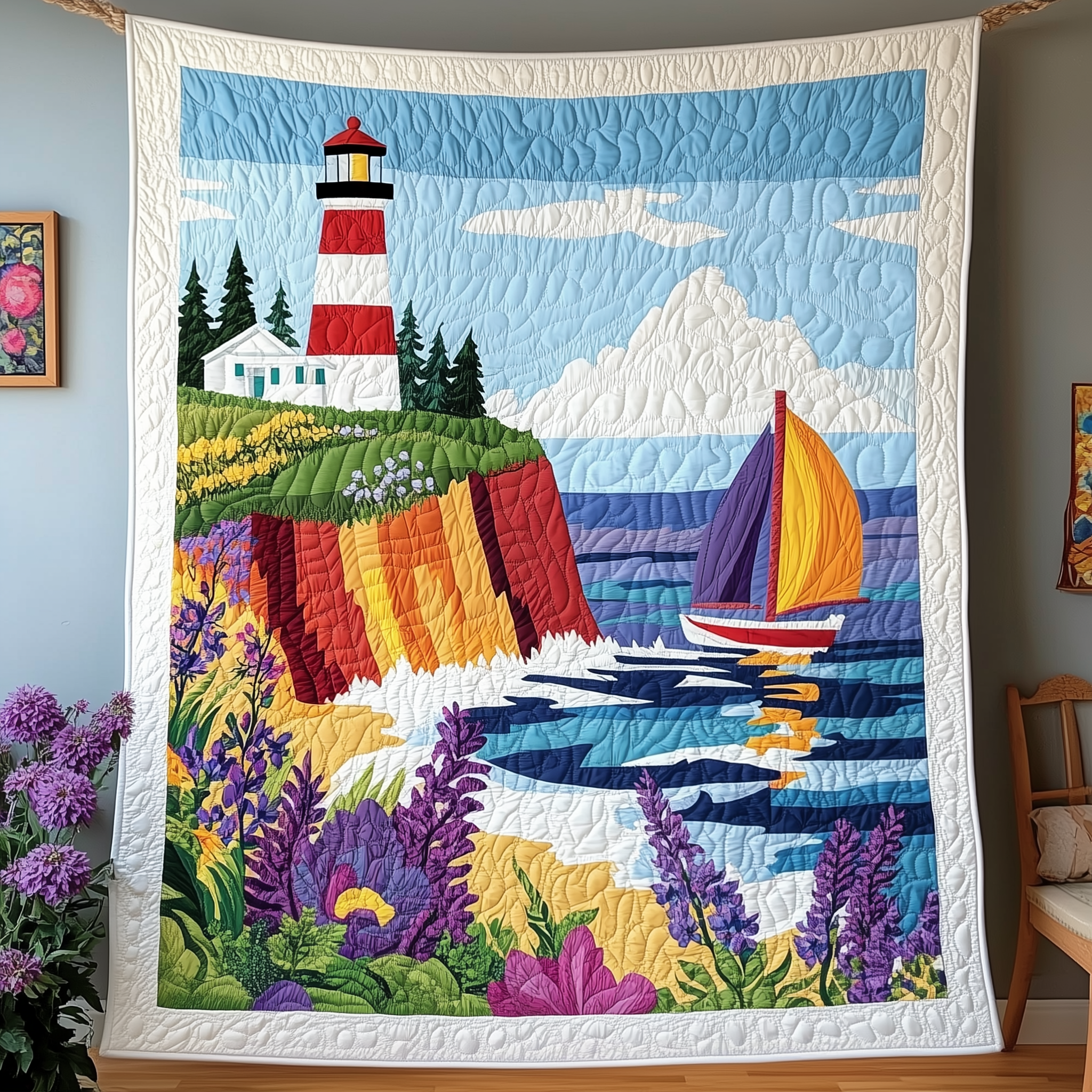 Peaceful Coastal Quilted Blanket Presents For Ocean Lovers
