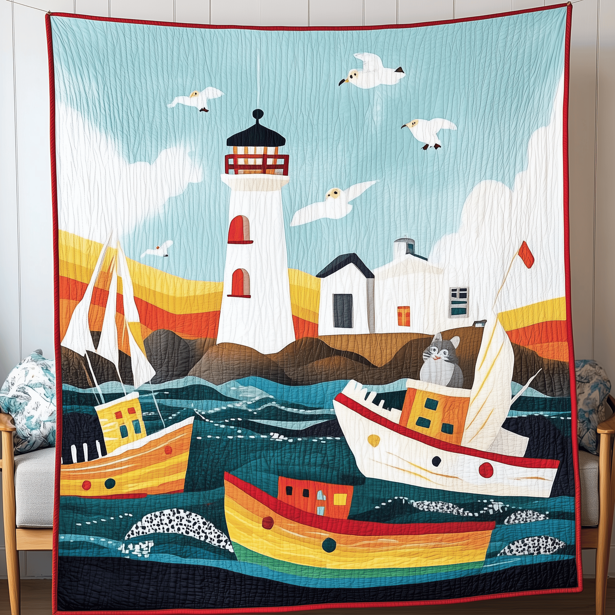 Peaceful Coastal Quilted Blanket Unique Gifts For Ocean Lovers
