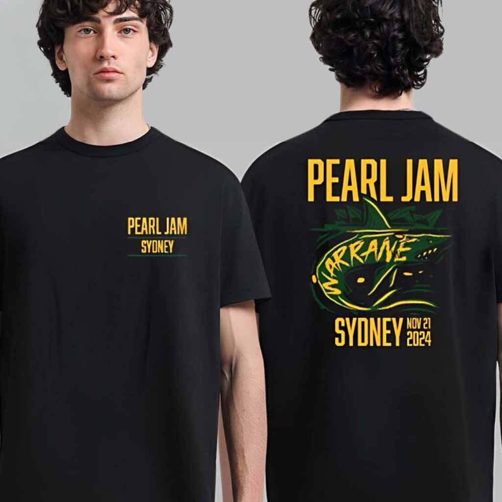 Pearl Jam Merch Warrane Shark Sydney Nov 21 2024 T-Shirt Gift For Fans