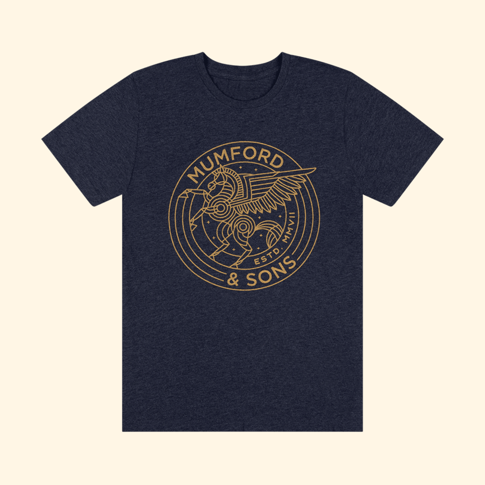 Pegasus Print Shirt Mumford And Sons Merch Music Lovers Birthday Gift Idea Navy Band Tee