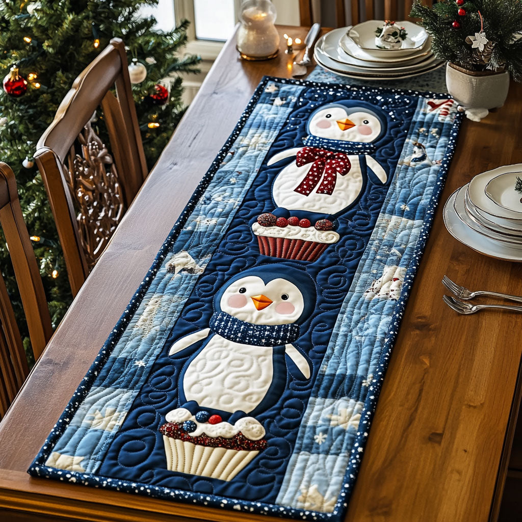 Penguin Quilted Table Runner Cute Home Decorations Gifts For Penguin Lover Him Her