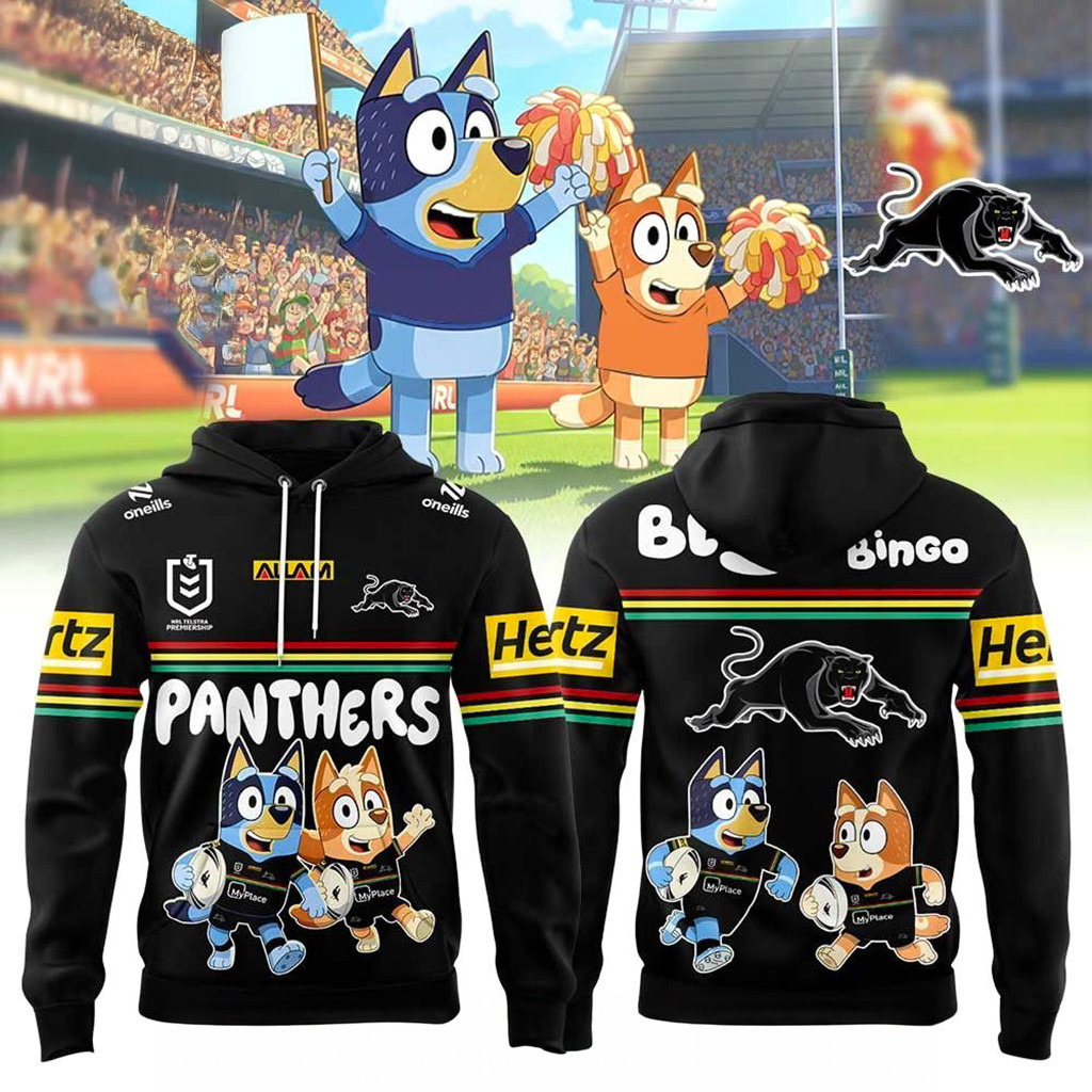 Penrith Panthers Bluey And Bingo Hoodie Penrith Panthers Merch Gift Ideas For Dad