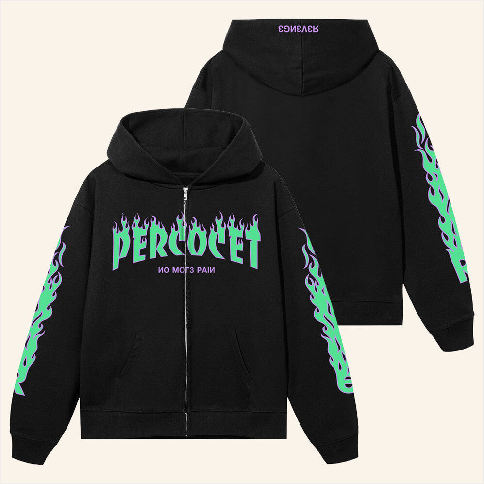 Percocet Zip Black Green Hoodie Revenge Merch Birthday Gifts For Husband Gifts For BFF