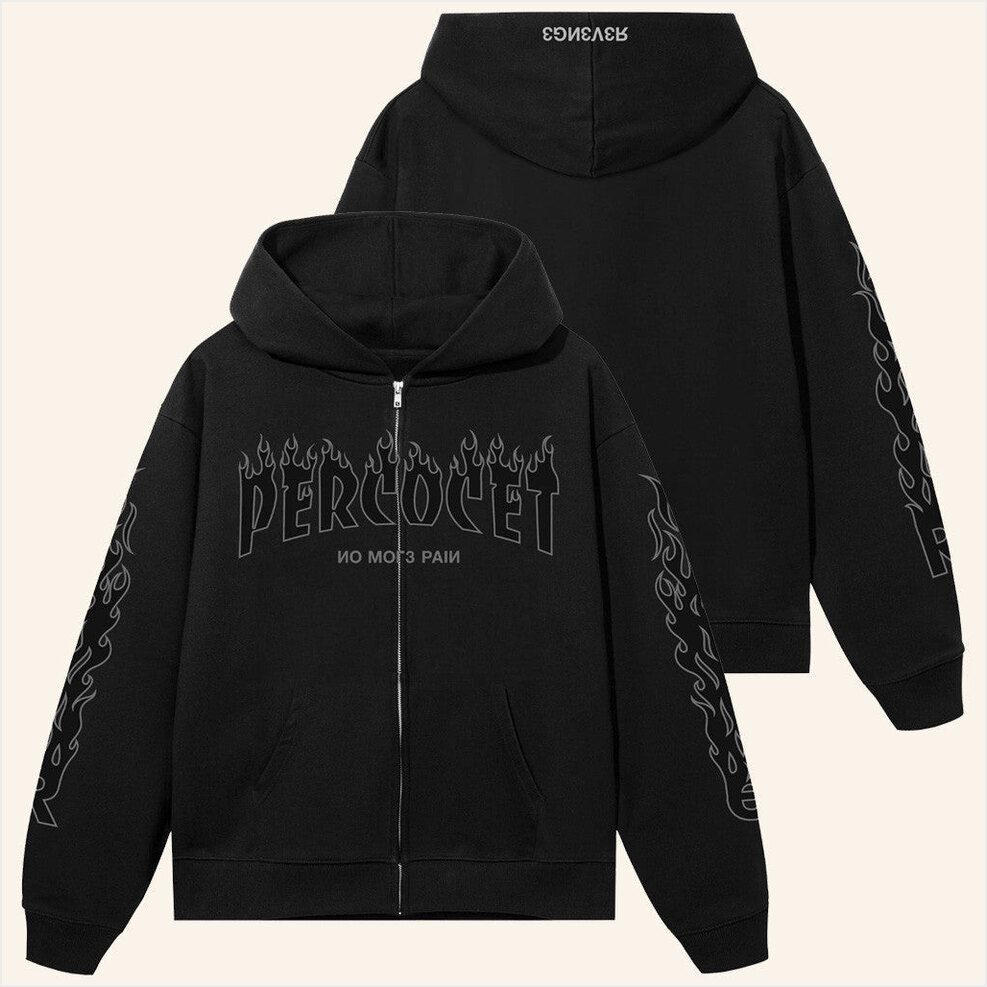 Percocet Zip Black Grey Hoodie Revenge Merch Best Birthday Gifts For Husband Gifts For Besties