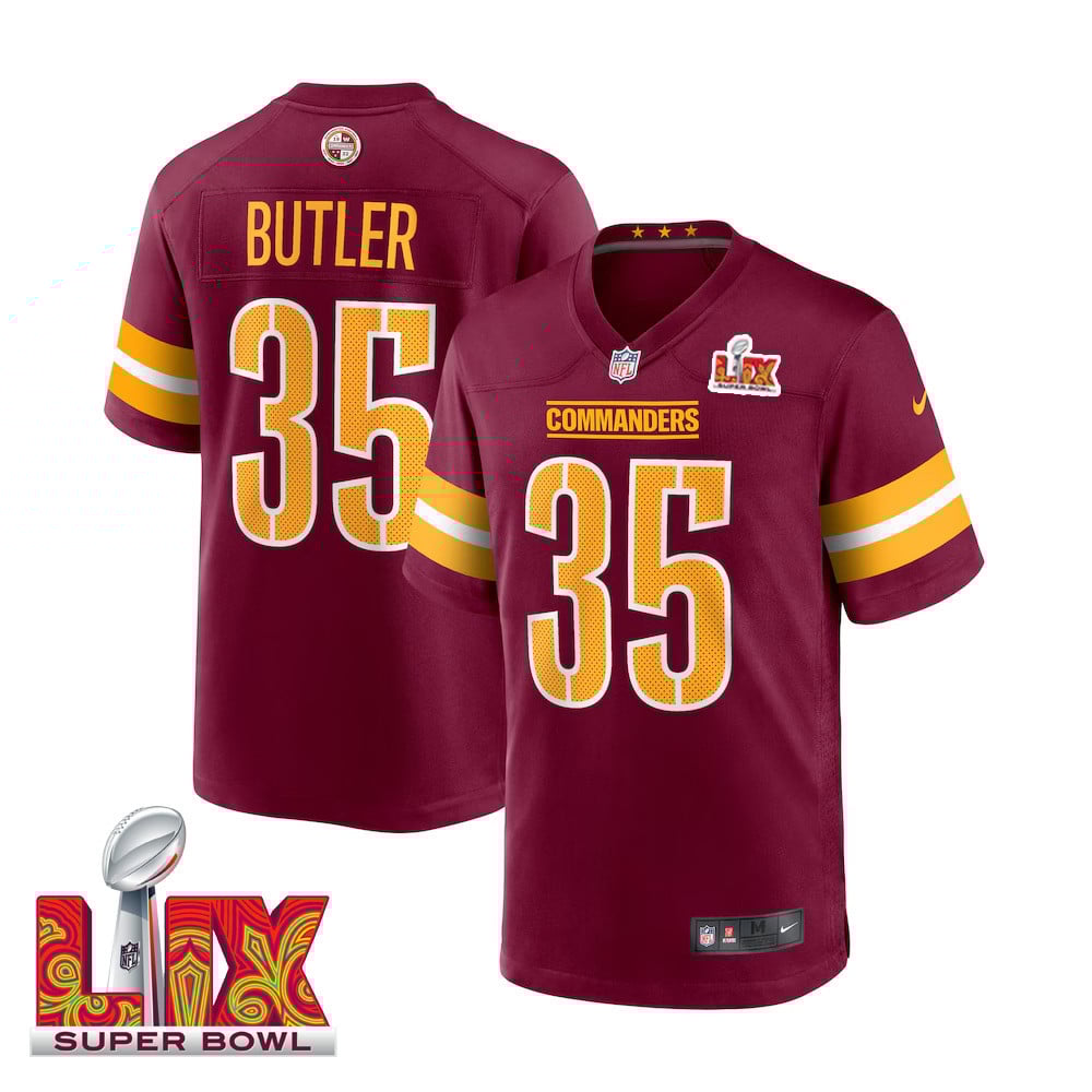 Percy Butler #35 Washington Commanders Super Bowl LIX Jersey - Men's - Burgundy - JS652