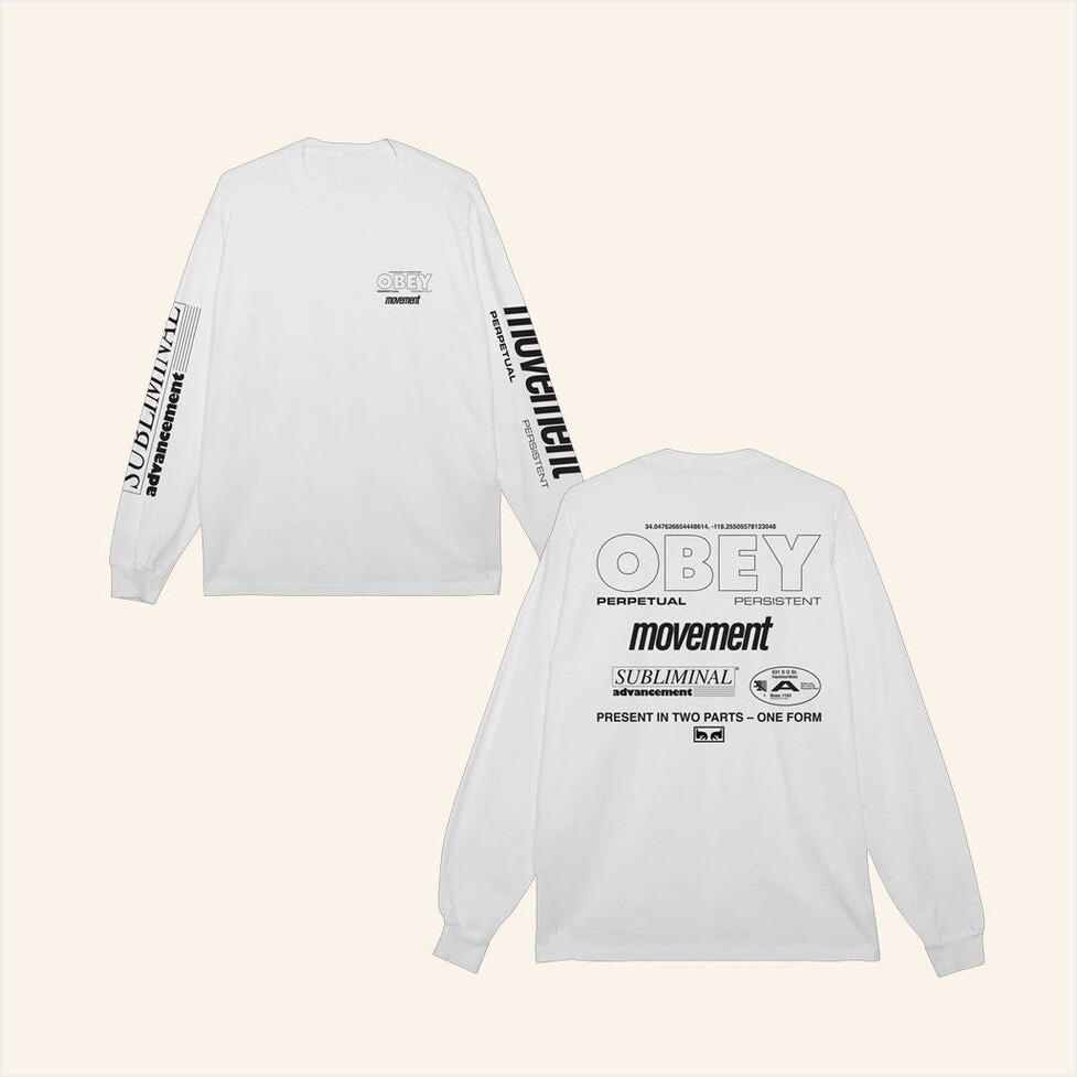 Persistent Movement Pigment White Long Sleeve T-Shirt Obey Clothing Merch Gifts For Dudes