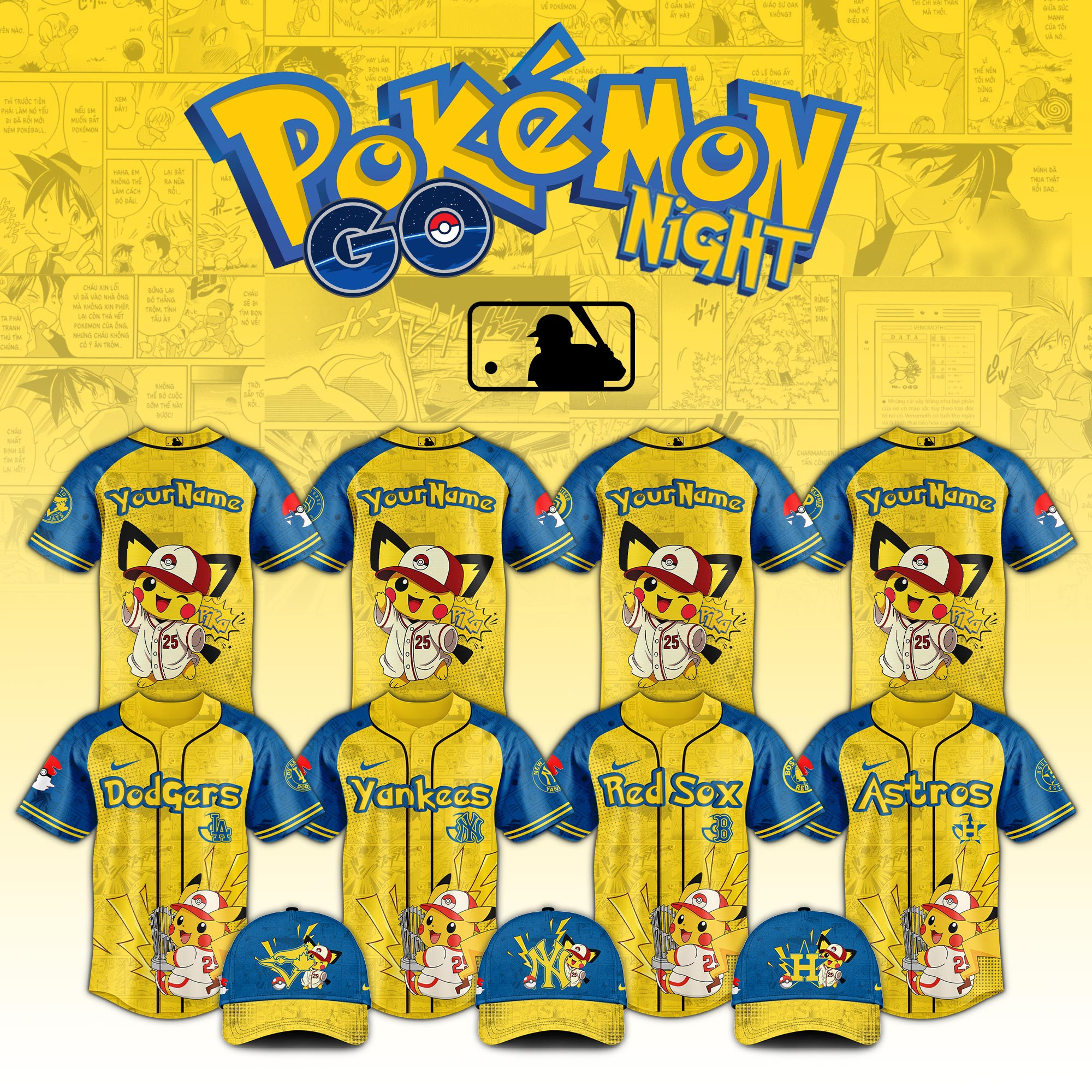 Personalized All Team Pokemon Go Night 2025 Jersey Gifts For Baseball Fans
