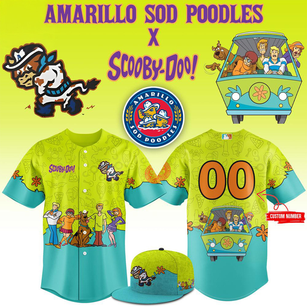 Personalized Amarillo Sod Poodles Scooby Doo Baseball Jersey Poodles Merch Gifts For Fans