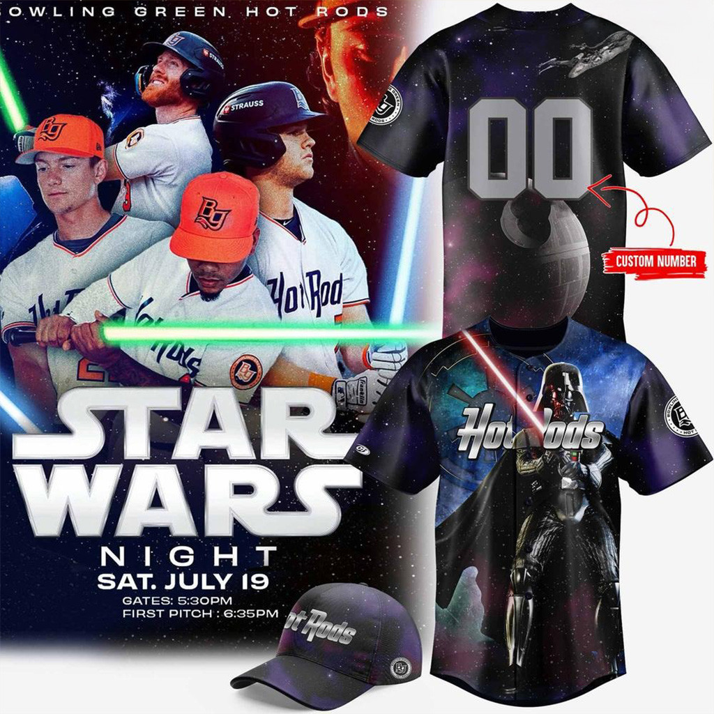 Personalized Bowling Green Hot Rods x Star Wars Night 2025 Baseball Jersey Fan Merch Dad Gifts