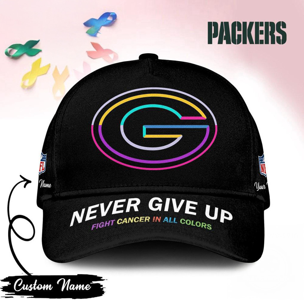 Personalized Green Bay Packers Never Give Up Fight Cancer In All Colors Hat Packers Merch