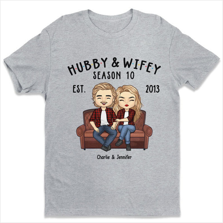 Personalized Hubby And Wifey Shirt Matching T-Shirts For Couples Valentine Day Birthday Gifts