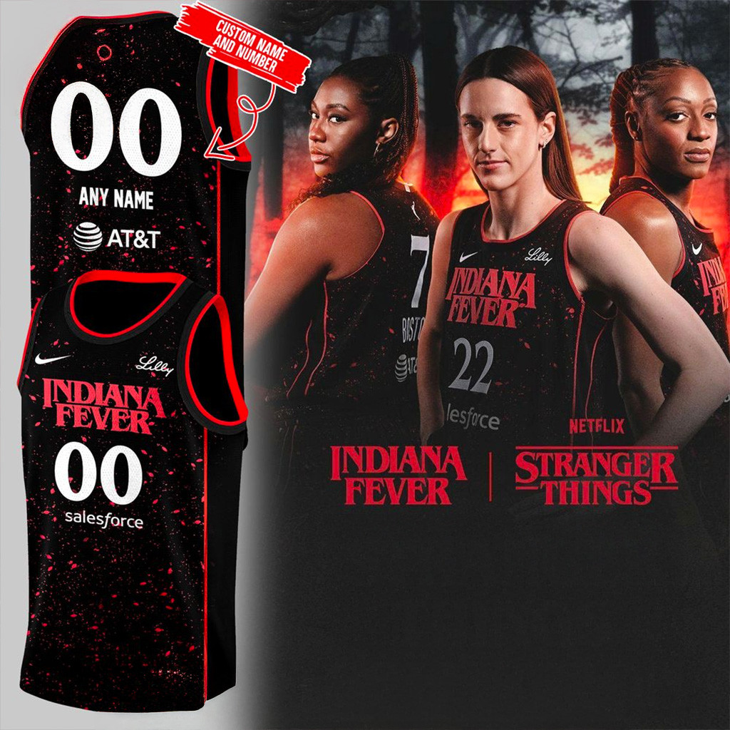 Personalized Indiana Fever Stranger Things Rebel Swingman Jersey Black Gifts For Basketball Fan