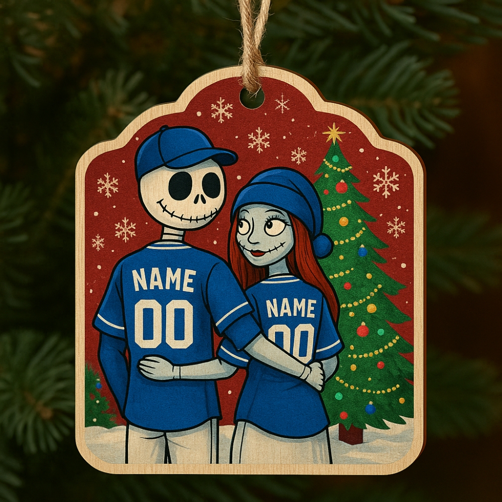 Personalized Jack And Sally Los Angeles Dodgers Christmas Ornament Custom 2025 Christmas Gift