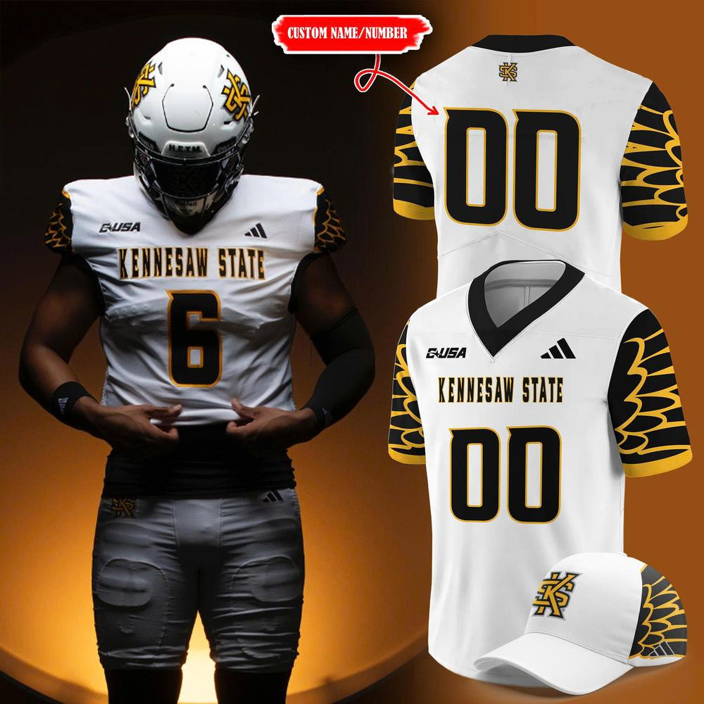 Personalized Kennesaw State Owls White Uniform Football Jersey Owls Merch Gift For Him