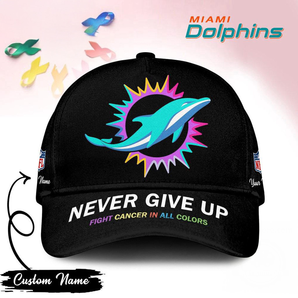Personalized Miami Dolphins Never Give Up Fight Cancer In All Colors Hat Miami Dolphins Merch