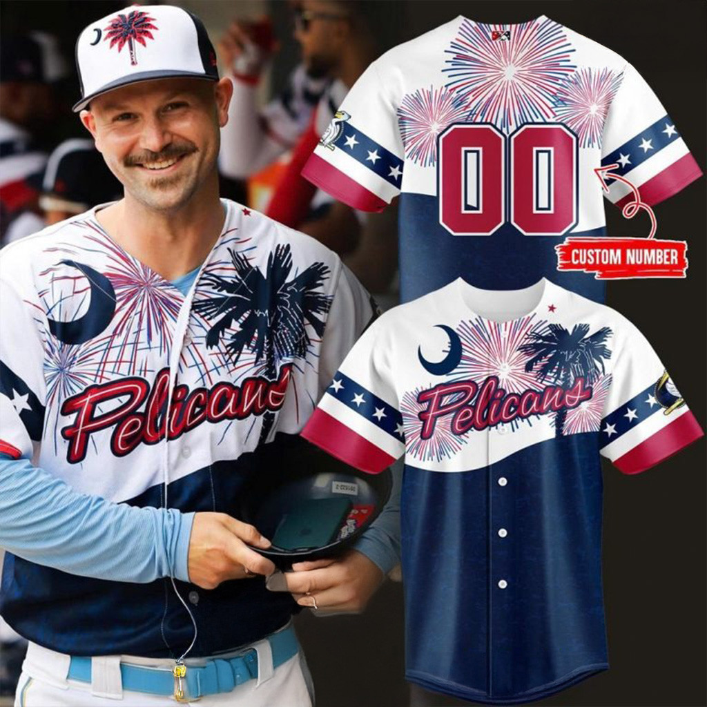 Personalized Myrtle Beach Pelicans Independence Day 2025 Baseball Jersey Pelicans Merch