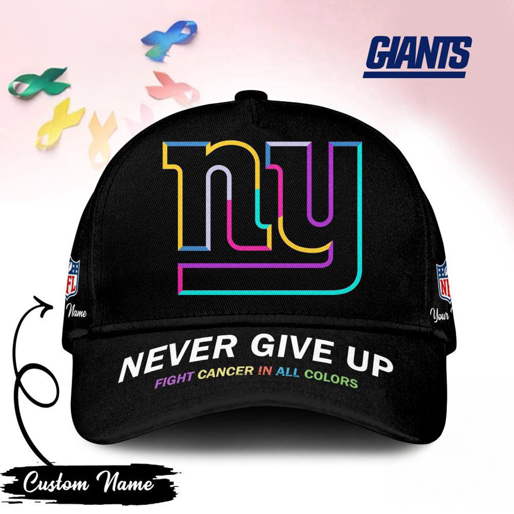 Personalized New York Giants Never Give Up Fight Cancer In All Colors Hat Giants Merch