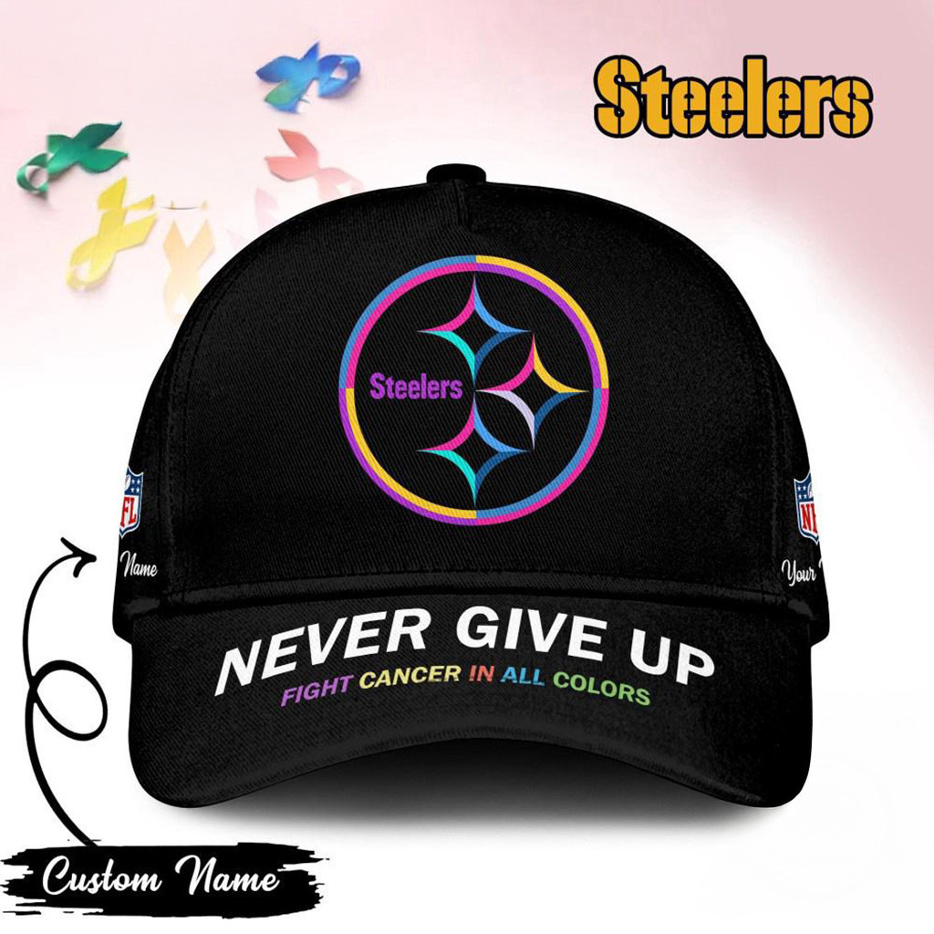 Personalized Pittsburgh Steelers Never Give Up Fight Cancer In All Colors Hat Steelers Merch