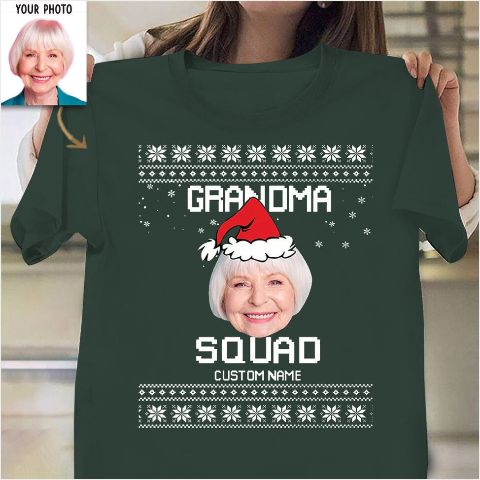 Personalized Shirt With Picture Grandma Squad T-Shirt Best Christmas Birthday Gifts For 2024