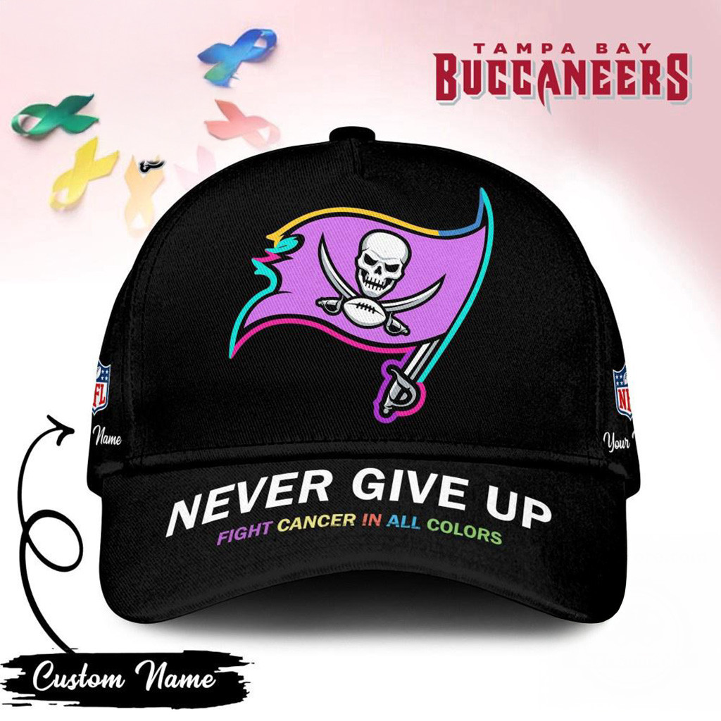 Personalized Tampa Bay Buccaneers Never Give Up Fight Cancer In All Colors Hat Buccaneers Merch