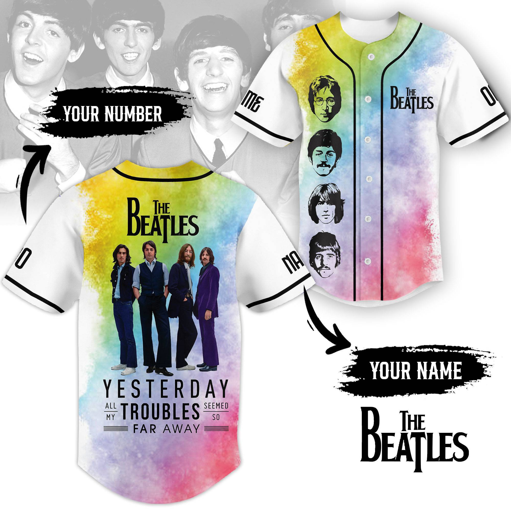 Personalized The Beatles Music Baseball Jersey The Beatles Merch Gifts For Fans