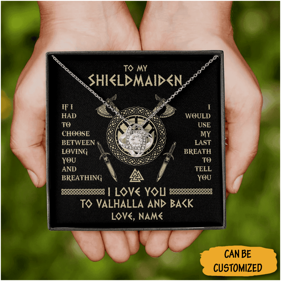 Personalized To My Shieldmaiden Necklace I Love You To Valhalla And Back Love Knot Silver Necklace Gifts