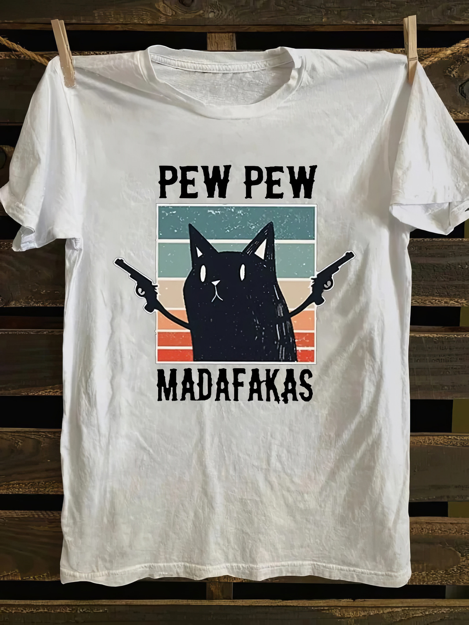 Pew Pew Madafakas Back Cat T-shirt Funny Mothers Day Gifts