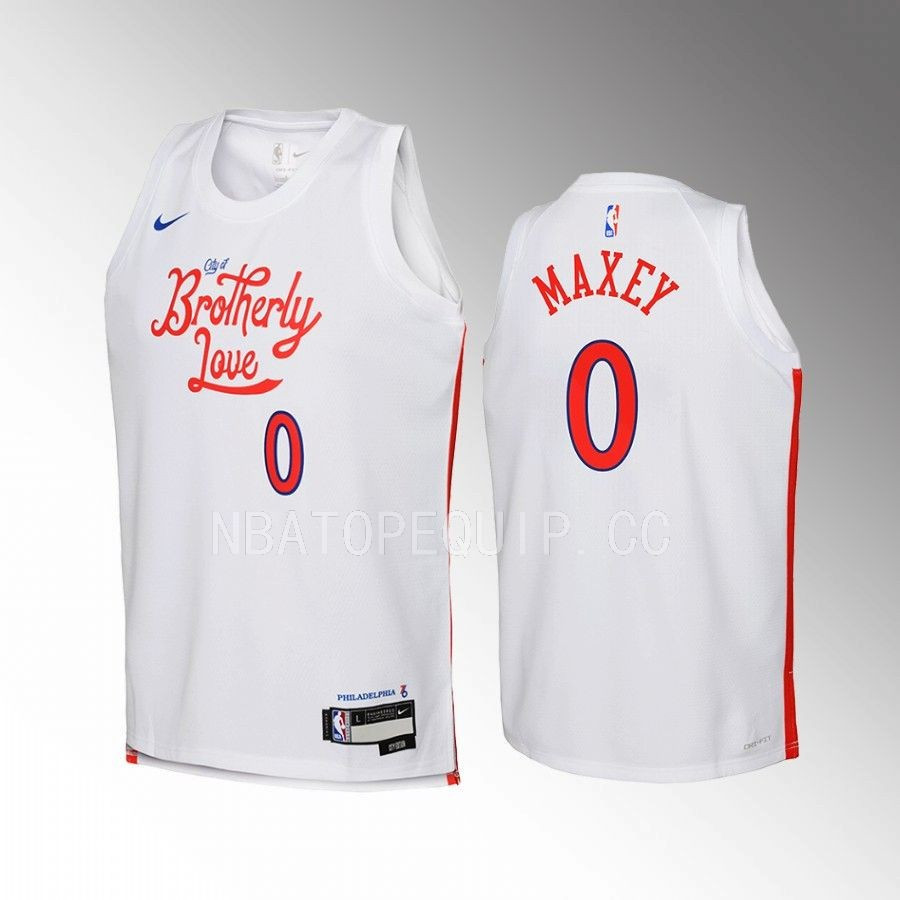 Philadelphia 76ers Tyrese Maxey 0 City Edition White Youth Jersey Swingman - JS614