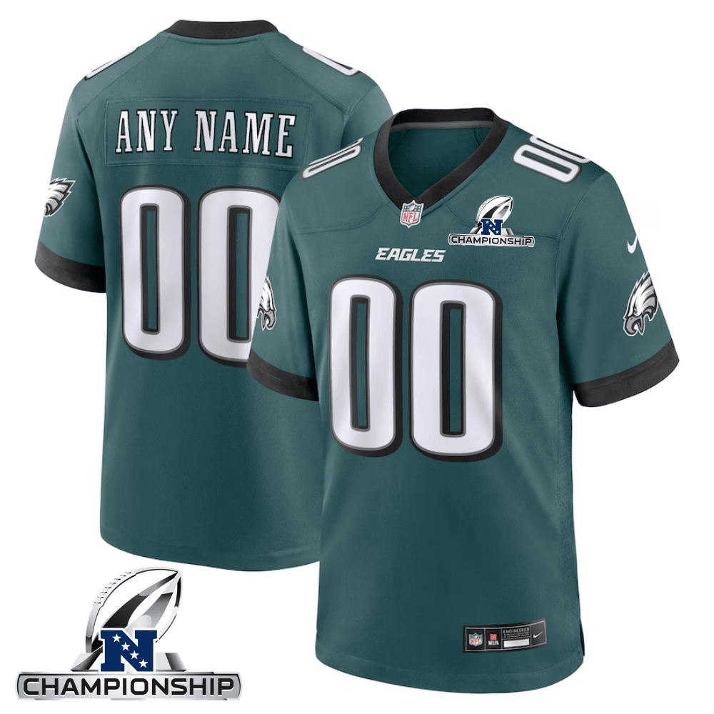 Philadelphia Eagles NFC Championship Patch Game Men Custom Jersey - Midnight Green - JS626