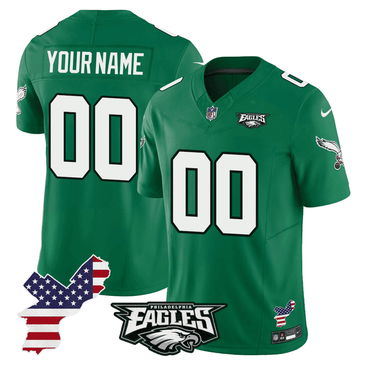 Philadelphia Eagles Philadelphia Patch Game Men Custom Jersey - Kelly Green - JSDV118