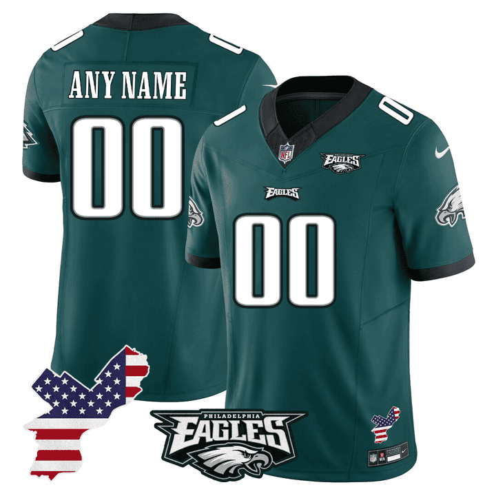 Philadelphia Eagles Philadelphia Patch Game Men Custom Jersey - Midnight Green - JSDV487