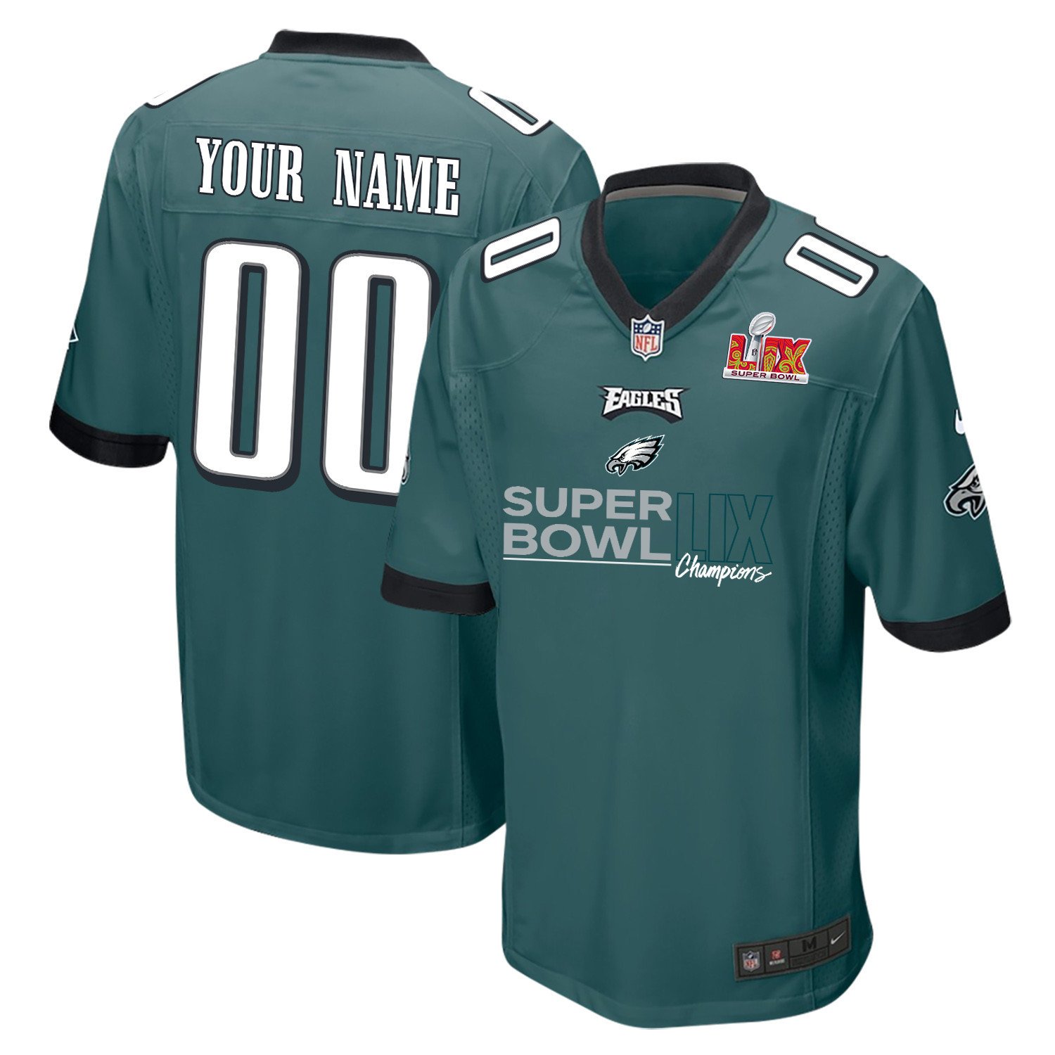 Philadelphia Eagles Super Bowl LIX Champions Under The Lights Game Men Jersey - Midnight Green - JS819