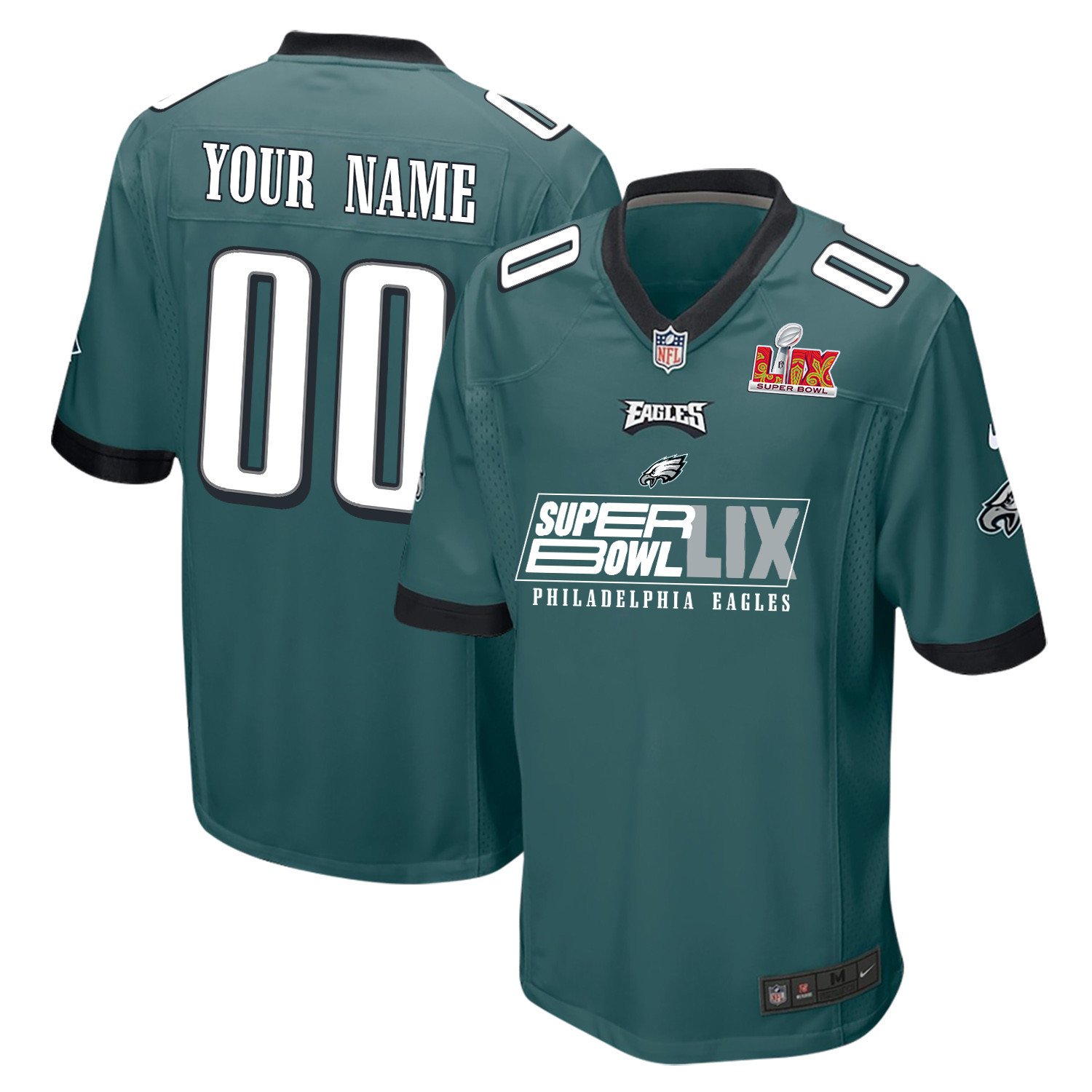 Philadelphia Eagles Super Bowl LIX Game Men Jersey - Midnight Green - JS890