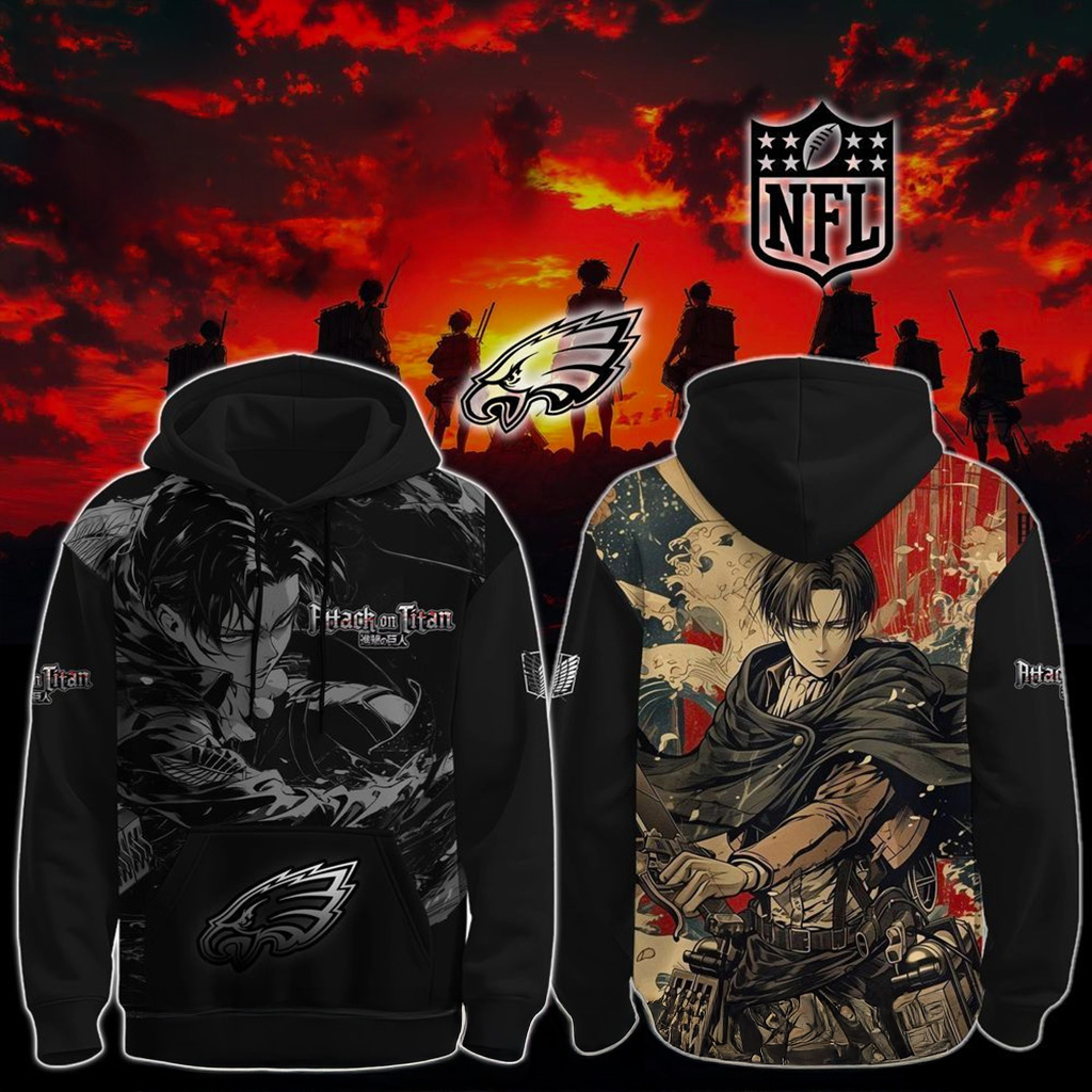 Philadelphia Eagles X Attack On Titan Hoodie 2025 Eagles Merch Gift For Anime Lover