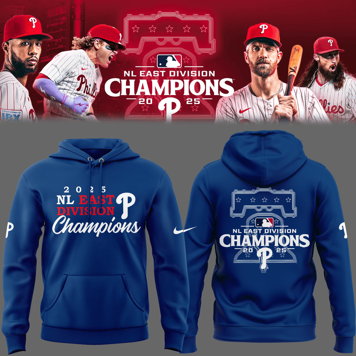 Philadelphia Phillies Blue Hoodie B&B NL East Division Champions 2025 Unique Idea Merch