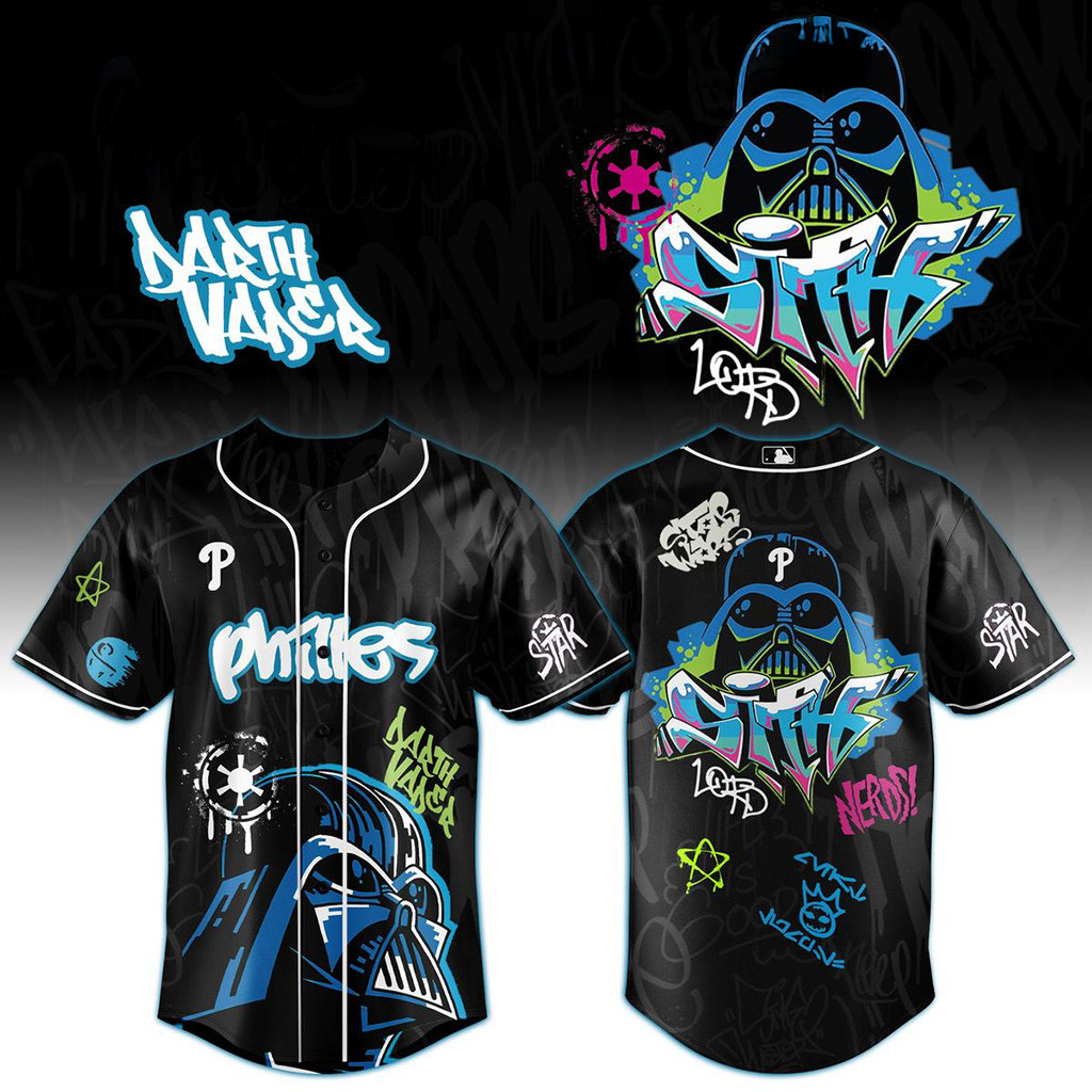 Philadelphia Phillies Graffiti Darth Vader 2025 Jersey Phillies Merch Gifts For Father