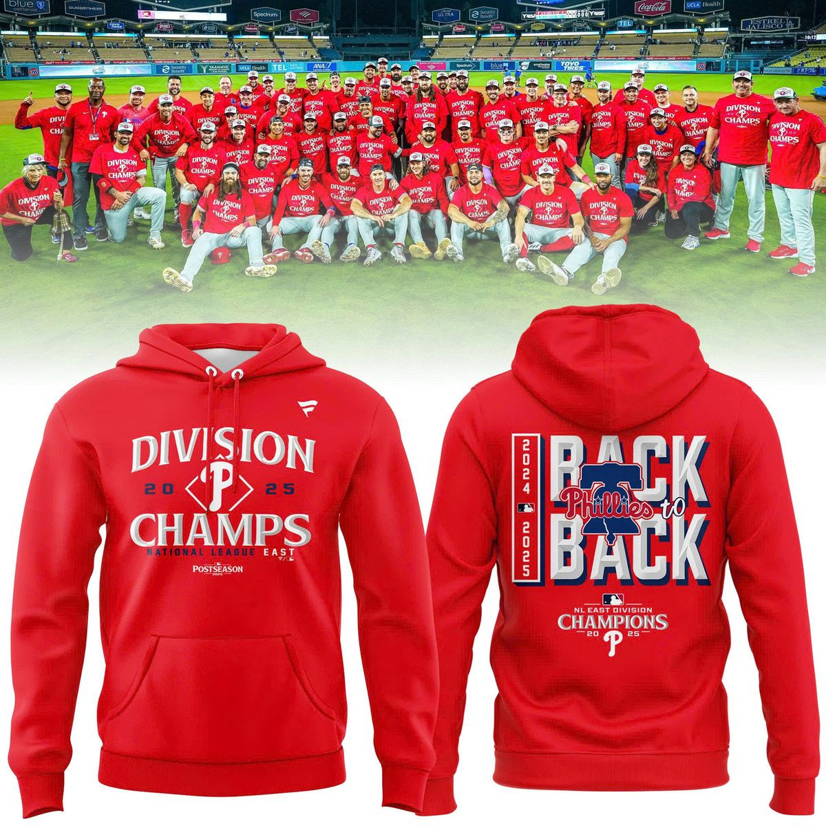 Philadelphia Phillies Hoodie Division Champions 2024 2025 Back Back Gifts For Baseball Fans