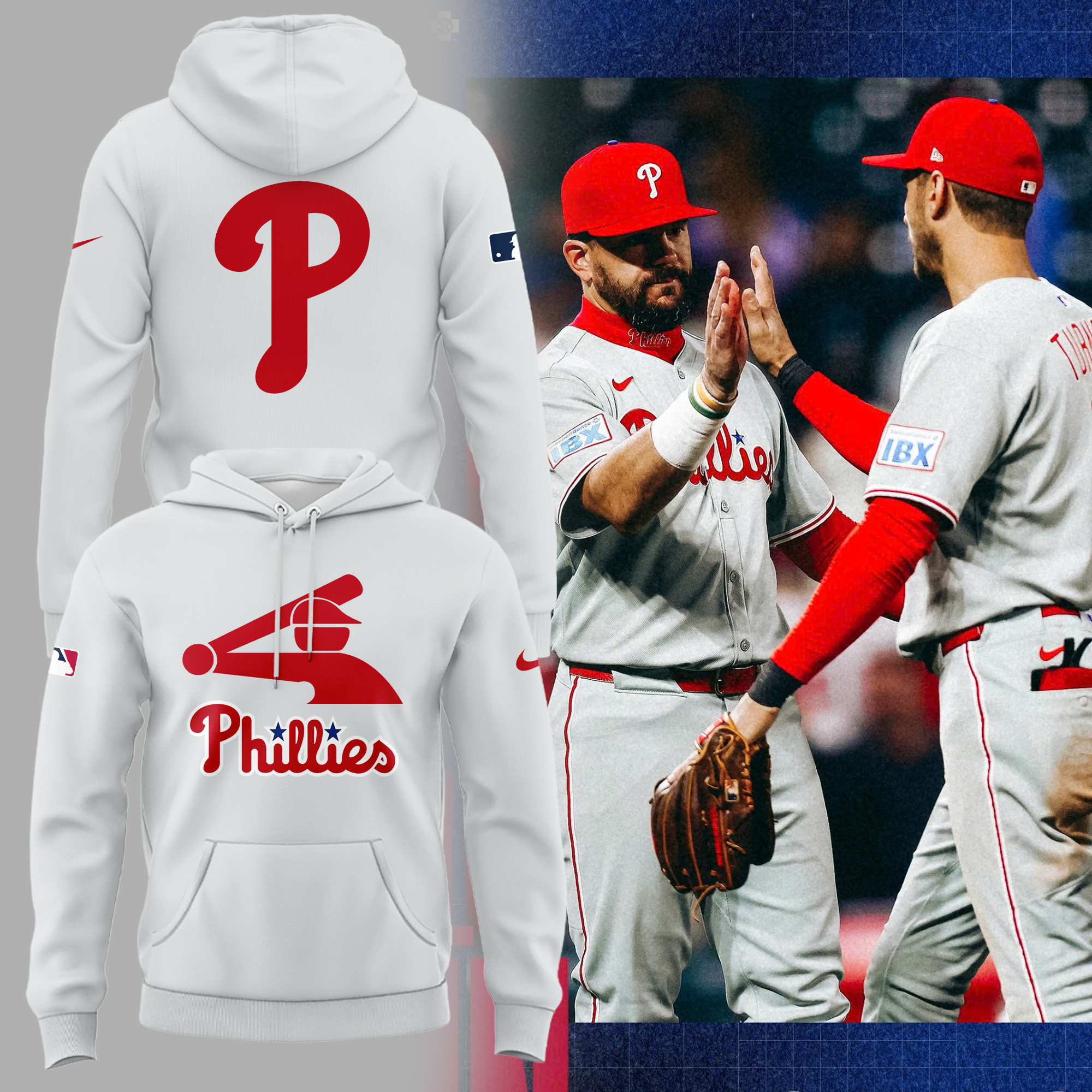 Philadelphia Phillies Hoodie PP Baseball Stickman Hoodie Baseball Team Gift Ideas