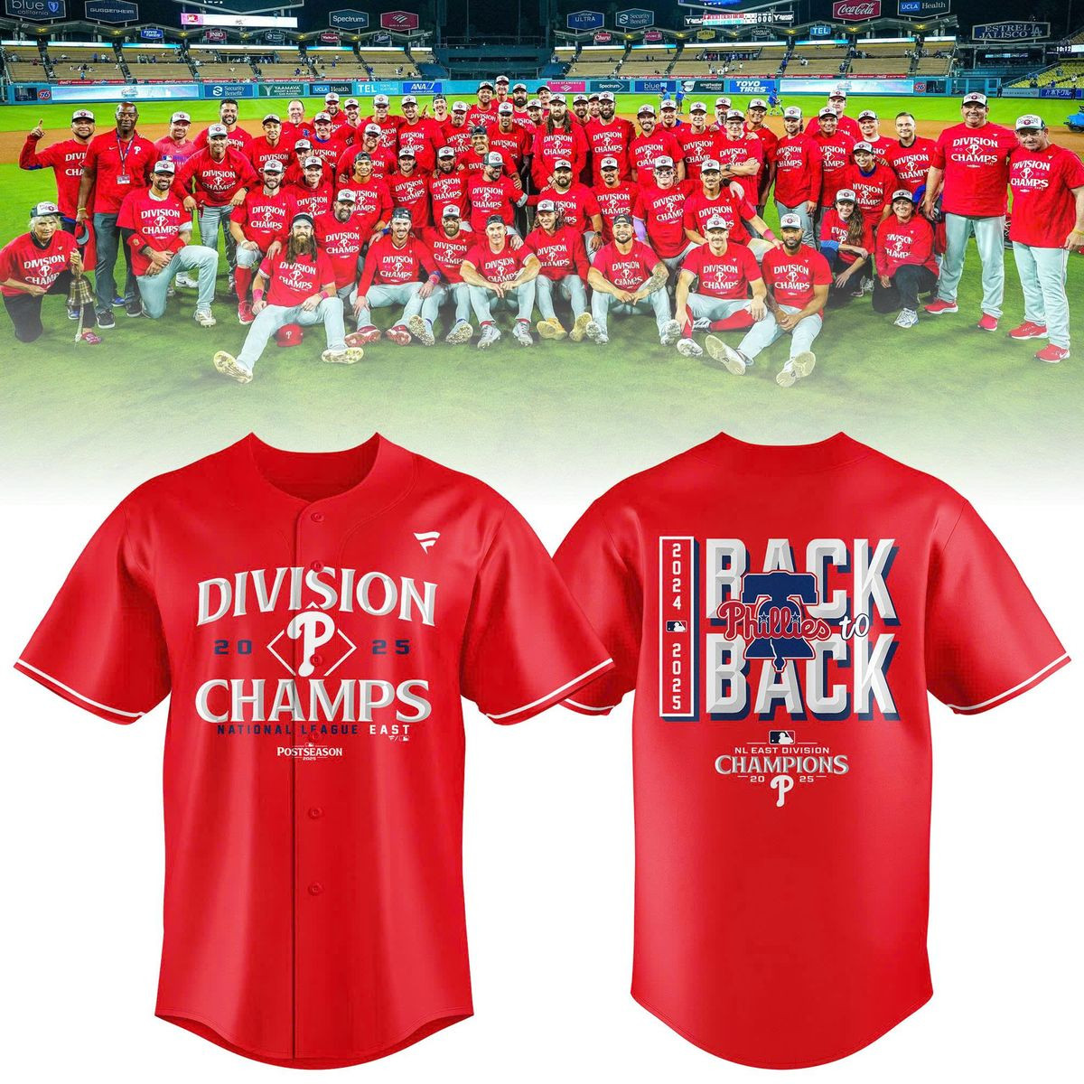 Philadelphia Phillies Jersey Back 2 Back Division Champions 2024 2025 Gifts For Baseball Fans