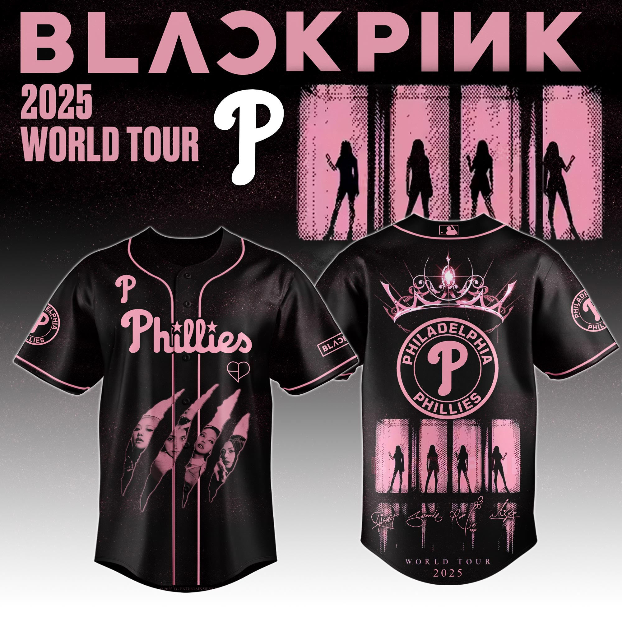 Philadelphia Phillies Mlb X Black Pink World Tour Baseball Jersey For Fans Phillies Merch