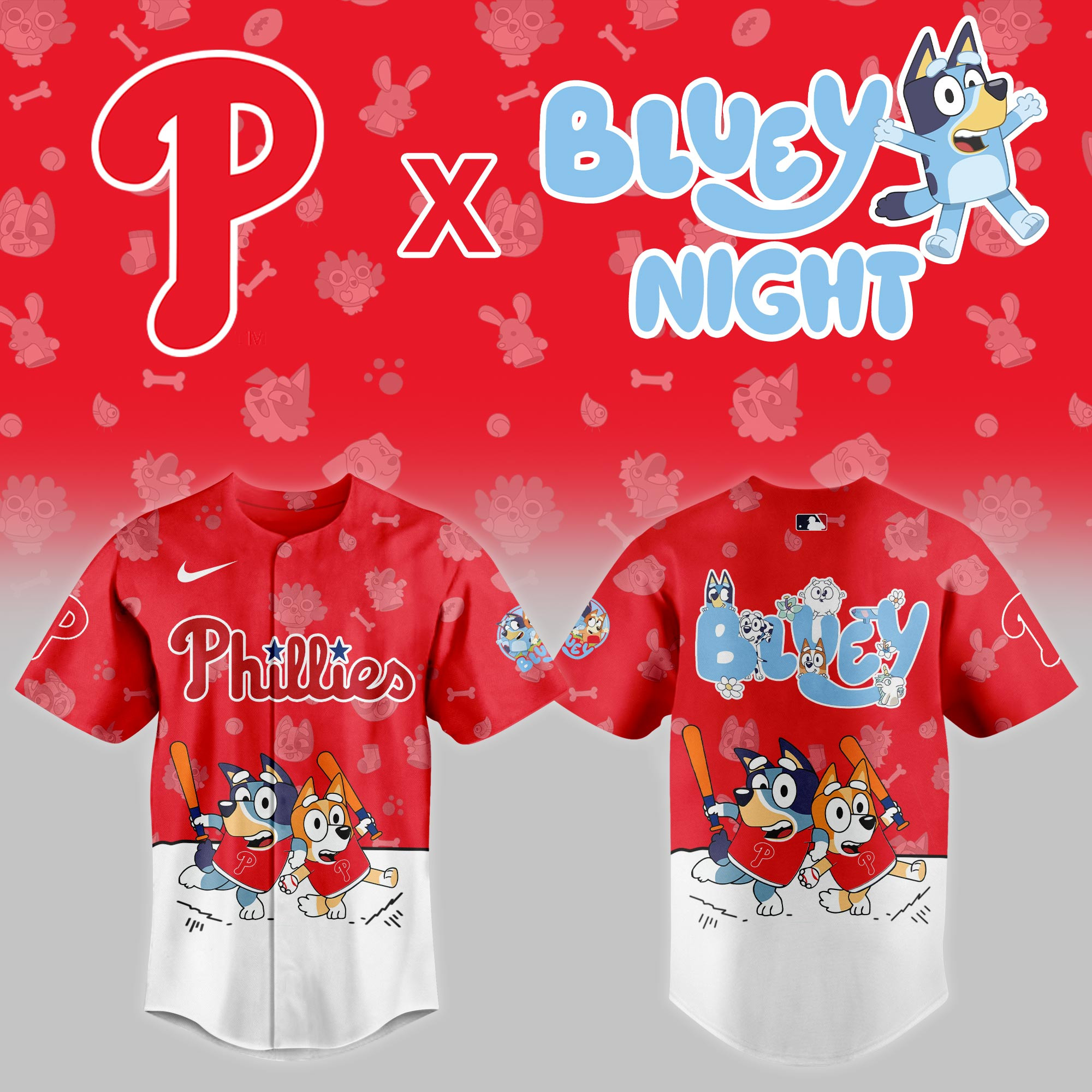 Philadelphia Phillies Mlb X Bluey Night Baseball Jersey For Fan