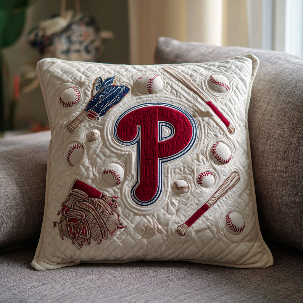 Philadelphia Phillies Quilted Pillow Case Baseball Cushion Cover Fan Gift Merch