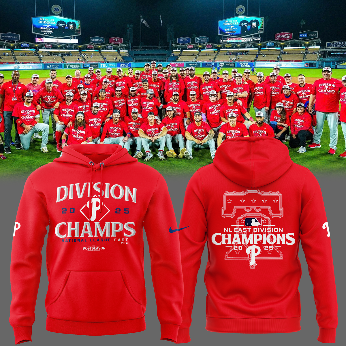Philadelphia Phillies Red Hoodie Division Champions National League East 2025 Idea Merch