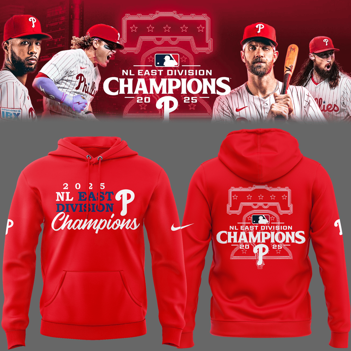 Philadelphia Phillies Red Hoodie NL East Division Champions National East 2025 Idea Merch