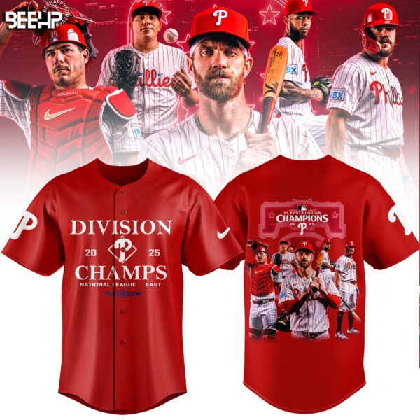 Philadelphia Phillies Red Jersey B&B NL East Division Champions 2025 Phillies Baseball Gifts
