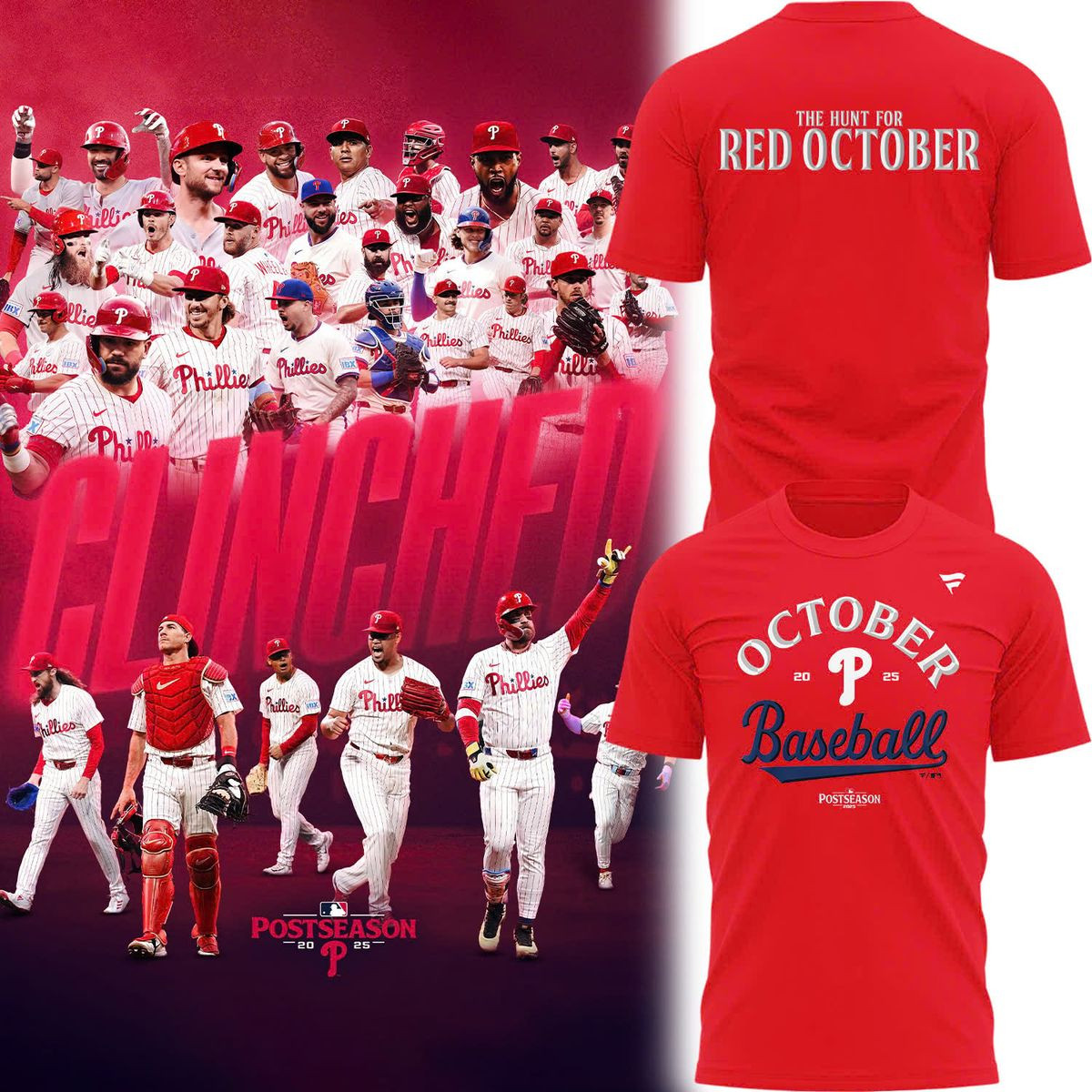 Philadelphia Phillies Red T-Shirt The Hunt For October P Phillies Baseball Sport Idea Gifts