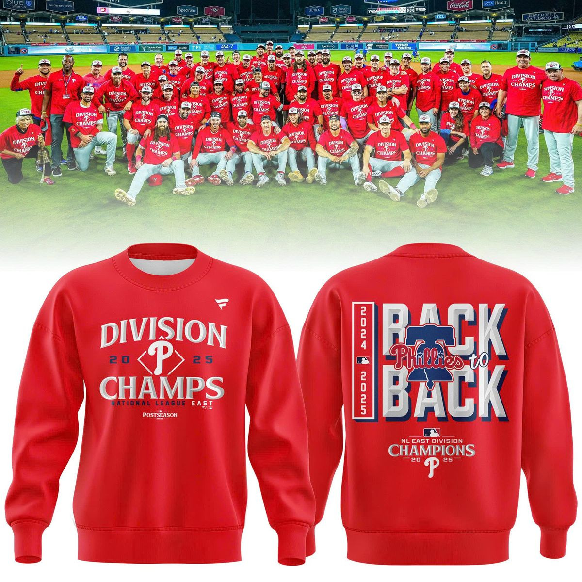 Philadelphia Phillies Sweatshirt Back 2 Back Division Champions 2024 2025 Gifts For Enthusiasts