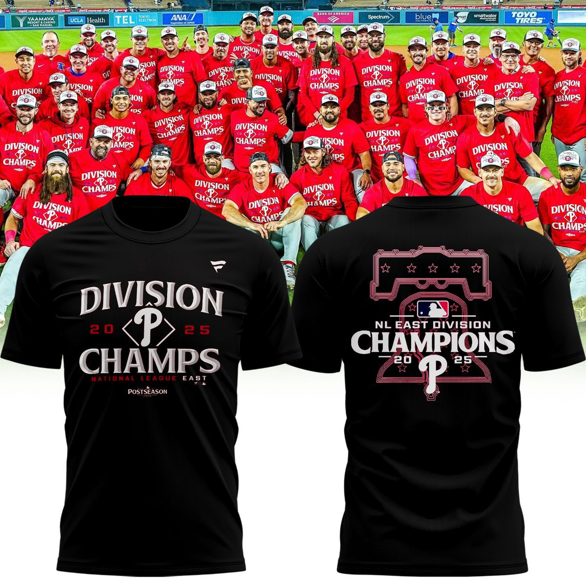 Philadelphia Phillies T-shirt Fanatics Black 2025 Nl East Division Champions Merch